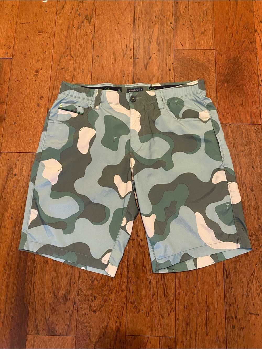 William Murray, men’s golf shorts green camo 34 straight fit performance